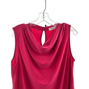 Beacon Apparel Cowl Neck Sleeveless Fuchsia Blouse Size Large Keyhole Back